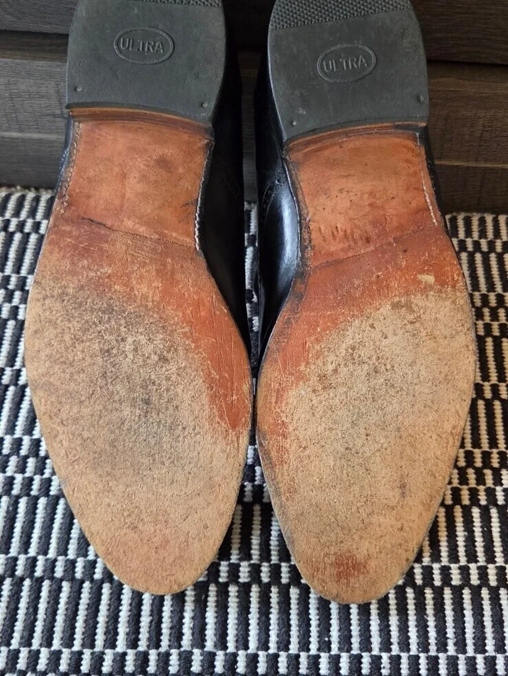 French Shriner Sterling Mens 11 E Black Leather Wingtip Tassel Slip-on Loafers